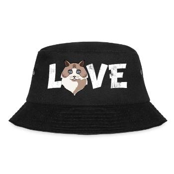 Ragdoll Cat Lover Cat Mom Cat Dad Kitten - Bucket Hat - black - Front - Lela (165cm)