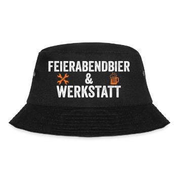 Feierabendbier & Werkstatt – Handwerker T-Shirt - Bucket Hat - Schwarz - Vorne