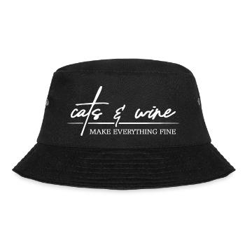 Cats and Wine makes everything fine Katzen Spruch - Bucket Hat - black - Front - Lela (165cm)