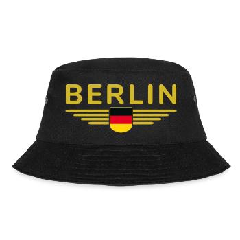 Berlin Deutschland Fan Flagge Design T Shirt - Bucket Hat - Schwarz - Vorne - Lela (165cm)