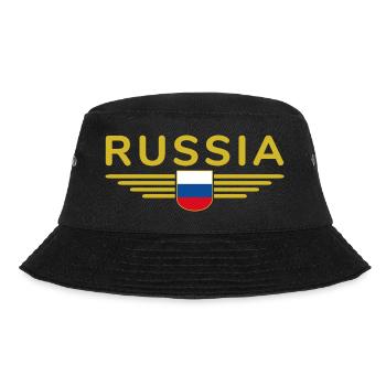 Russland T-Shirt – Stolz und Tradition - Bucket Hat - Schwarz - Vorne - Lela (165cm)