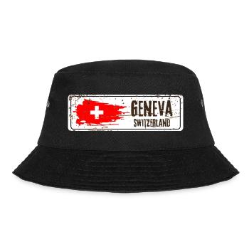 Genf Schweiz Flagge - Bucket Hat - Schwarz - Vorne - Lela (165cm)