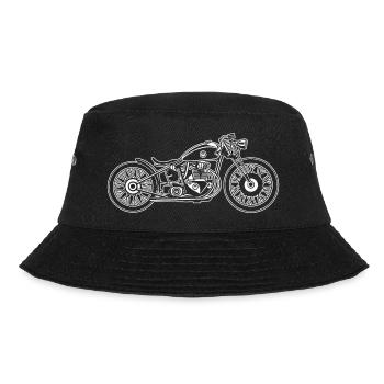 Chopper / Bobber Motorrad 09_weiß - Bucket Hat - Schwarz - Vorne - Lela (165cm)