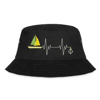 Sea Captain Gift Sail Boat Heartbeat Boat Sailing - Bucket Hat - Schwarz - Vorne - Lela (165cm)