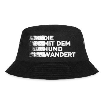 Die mit dem Hund wandert. Wandern Wald Berge Hunde - Bucket Hat - Schwarz - Vorne - Lela (165cm)