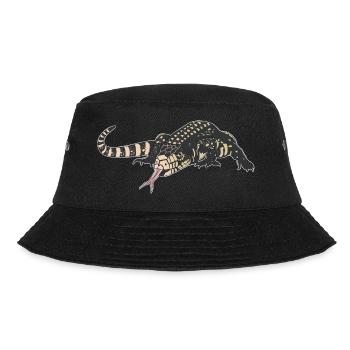 Tegu Eidechse Reptil Herpetologe - Bucket Hat - Schwarz - Vorne - Lela (165cm)