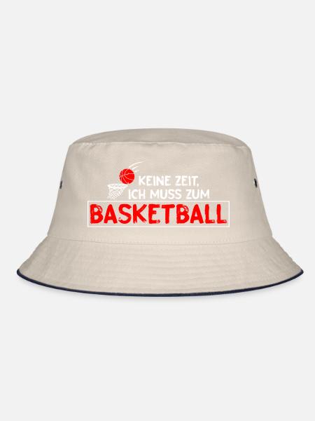 Basketballkorb Rucksack Basketball Court Geschenk - Bucket Hat - Natur/Navy - Vorne