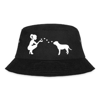 Old English Bulldog mit Frau - Bucket Hat - Schwarz - Vorne - Lela (165cm)