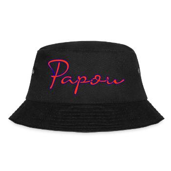 PAPUA. PAPA. VATERTAG. ALLES GUTE ZUM GEBURTSTAG, PAPA. PAPA - Bucket Hat - Schwarz - Vorne - Lela (165cm)