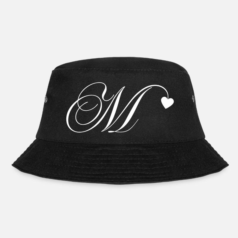 Buchstabe m Kalligraphie Herz - Bucket Hat - Schwarz