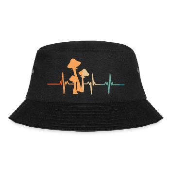 Herzschlag-Pilze - Bucket Hat - Schwarz - Vorne - Lela (165cm)