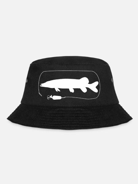Hecht mit Löffelblinker - Bucket Hat - Schwarz