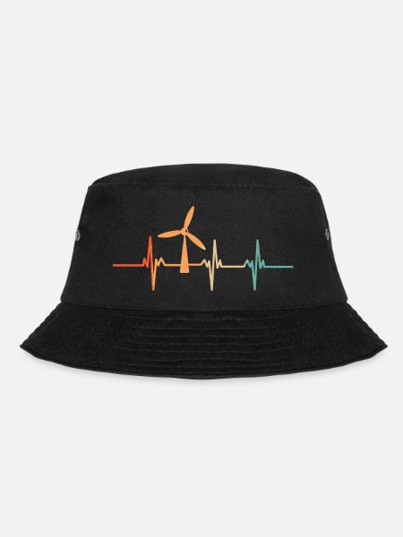 Heartbeat wind turbine - Bucket Hat - black
