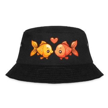 Goldfische Paar Fische Verliebt Tier Valentinstag - Bucket Hat - Schwarz - Vorne - Lela (165cm)
