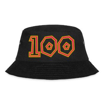 100. 100 JAHRE. 100-JÄHRIGES JUBILÄUM. 100. GEBURTSTAG - Bucket Hat - Schwarz - Vorne - Lela (165cm)