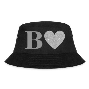 Buchstabe b silbernes Herz - Bucket Hat - Schwarz - Vorne - Lela (165cm)