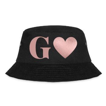 Buchstabe g Herz roségold - Bucket Hat - Schwarz - Vorne - Lela (165cm)