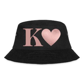 Buchstabe k Herz roségold - Bucket Hat - Schwarz - Vorne - Lela (165cm)