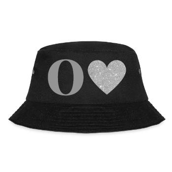 Buchstabe o silbernes Herz - Bucket Hat - Schwarz - Vorne - Lela (165cm)