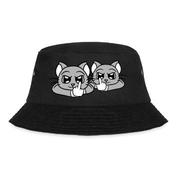 Böse Katzen Freunde Mittelfinger Beleidigung Team - Bucket Hat - Schwarz - Vorne - Lela (165cm)