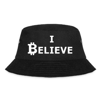 Bitcoin weiss - Bucket Hat - Schwarz - Vorne - Lela (165cm)