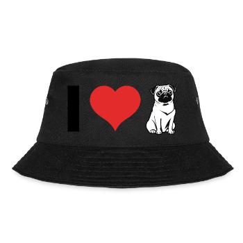 I Love Pugs - Dog Pet Design - Bucket Hat - black - Front - Lela (165cm)