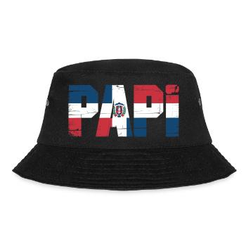  Papi Dominikanische Flagge – Stolzer Papa aus der - Bucket Hat - Schwarz - Vorne - Lela (165cm)