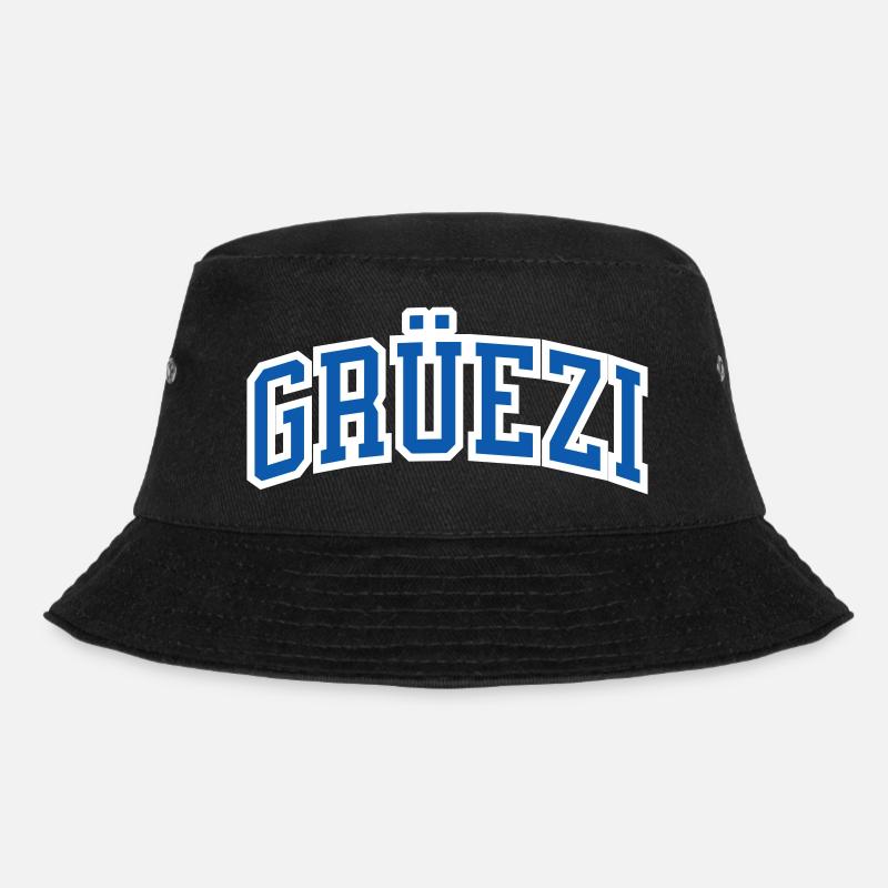 Grüezi en bleu avec bordure blanche, Suisse bonjour - Bob - noir
