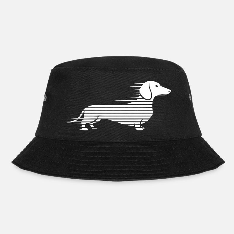 Gestreifter Dackel im Lauf - Bucket Hat - Schwarz