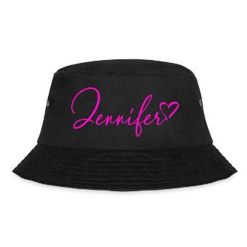 Jennifer Signatur Neon Pink - Bucket Hat - Schwarz - Vorne - Lela (165cm)