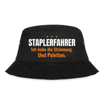 Staplerfahrer – Stimmung & Paletten (dunkel) - Bucket Hat - Schwarz - Vorne