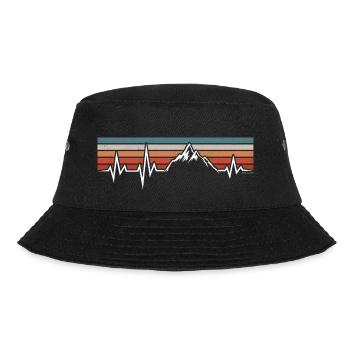 HEARTBEAT MOUNTAINS ECG HIKERS MOUNTAINEERS HIKING - Bucket Hat - black - Front - Lela (165cm)