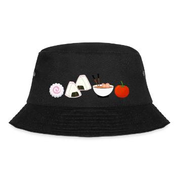 NaruSasu SasuNaru design mit Ramen, Onigiri Tomate - Bucket Hat - Schwarz - Vorne - Lela (165cm)