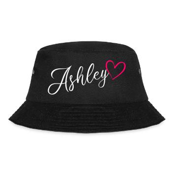 Ashley Name Vorname Herz Pink - Bucket Hat - Schwarz - Vorne - Lela (165cm)