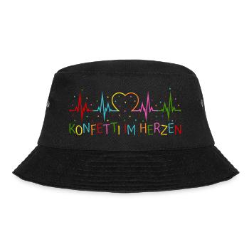 Konfetti im Herzen Herzschlag Herz EKG - Bucket Hat - Schwarz - Vorne - Lela (165cm)