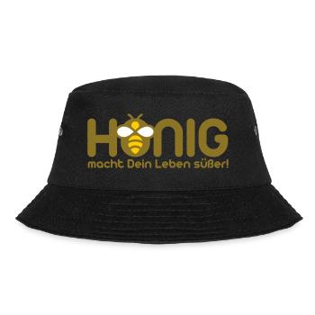 Honig macht Dein Leben süßer - Bucket Hat - Schwarz - Vorne - Lela (165cm)