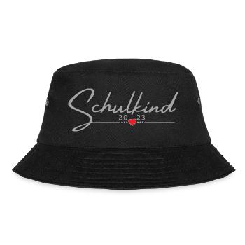 Schulkind Herz mit Namen personalisieren - Bucket Hat - Schwarz - Vorne - Lela (165cm)