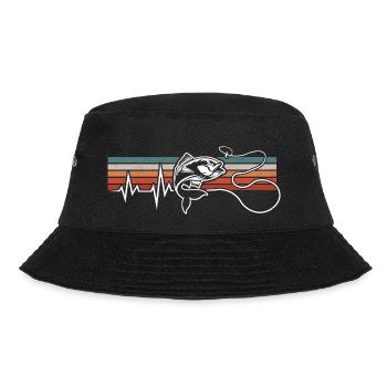 ANGELN HERZSCHLAG EKG FISCHEN ANGELSCHNUR ANGLER - Bucket Hat - Schwarz - Vorne - Lela (165cm)