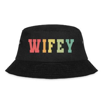 Retro Wifey Matching Paar Hochzeitsfeier Ehe - Bucket Hat - Schwarz - Vorne - Lela (165cm)