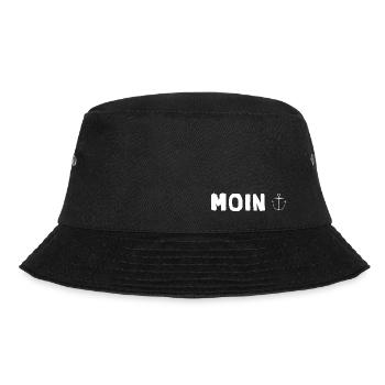 Moin Anker - plattdeutsch Spruch - Bucket Hat - Schwarz - Vorne - Lela (165cm)