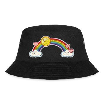 Rainbow Sun Heart Clouds Happiness Grunge Graffiti - Bucket Hat - black - Front - Lela (165cm)