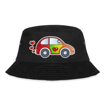 Auto Spielzeug Herzen bunt fröhlich Kindergarten - Bucket Hat - Schwarz - Vorne - Lela (165cm)