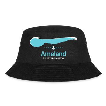 Ameland | Design-Landkarte - Bucket Hat - Schwarz - Vorne - Lela (165cm)
