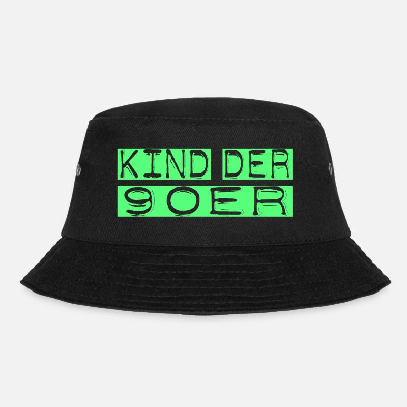 Kind der 90er Fischerhut - Bucket Hat - Schwarz