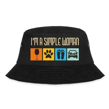 Im A Simple Woman Love Wine Flip Flops Dogs 4X4 - Bucket Hat - Schwarz - Vorne - Lela (165cm)