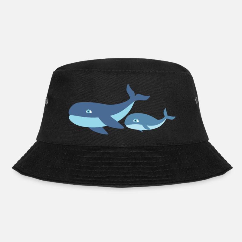 Mutter Wal mit Kind Wal - Bucket Hat - Schwarz