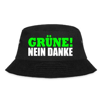 Grüne Nein Danke - Bucket Hat - Schwarz - Vorne - Lela (165cm)