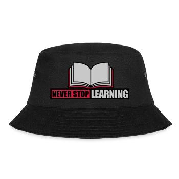 never stop learning Zitat - Bucket Hat - Schwarz - Vorne - Lela (165cm)