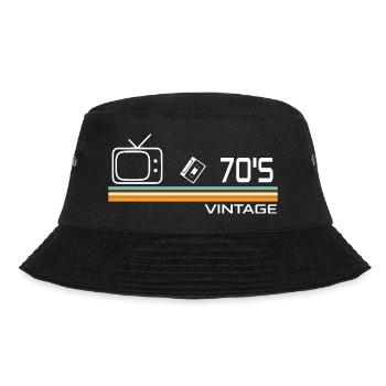 70er Jahre - Bucket Hat - Schwarz - Vorne - Lela (165cm)