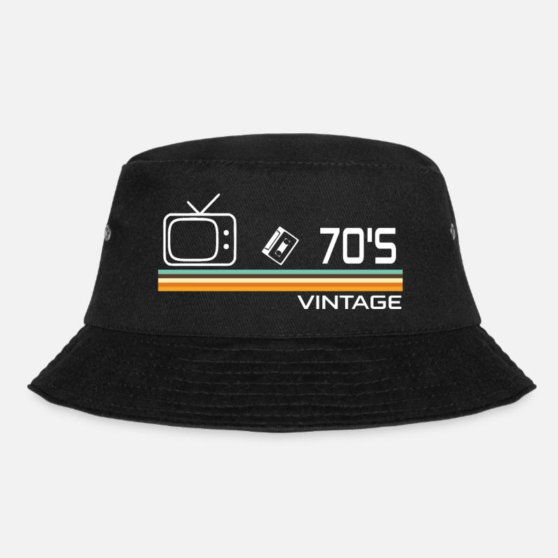 70er Jahre - Bucket Hat - Schwarz